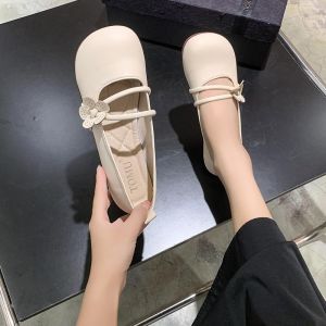 French Style Mary Jane Flat Bottom Shoes Womens Spring Autumn Soft Sole Sandals Fashionable Floral Embellished Casual Loafers