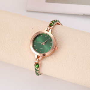 Diamond scale circular small dial alloy inlaid with diamonds multiple colors oil dripping adjustable strap quartz womens watch