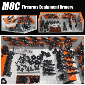 MOC City SWAT Lực lượng đặc biệt Vũ khí cảnh sát Khối xây dựng Vũ khí Thiết bị quân sự Vũ khí Mô hình Vũ khí kho gạch DIY Đồ chơi Tương thích với LEGO