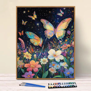 Kayou | Colorful Butterflies Digital Oil Painting Paint By Numbers Kit Canvas Hand Drawing Picture Home Wall Decor Art Gift for Friend