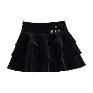 French Styled Velvet A-Line Short Skirt