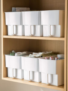 Kitchen Cabinet Storage Box with Handle Snack Organizer Box Spice Basket Utensil Storage Container Plastic Cabinet Basket