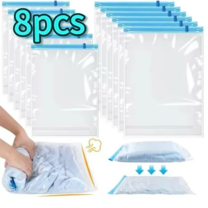 Reusable Travel Clothes Air Vacuum Bags Roll Up Compression Storage Bags for Suitcases Tops Pants Portable Foldable Storage Bags