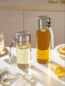 MODERN SWEETHOME | Stainless Steel and Borosilicate Glass Condiment Bottle
