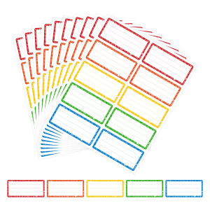 100PCS Colorful Name Tag Stickers – Writable Self-Adhesive Labels in 5 Bright Colors for School Office Home Storage.