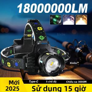 Đèn Pha LED Sạc Mạnh Mẽ 18000000LM Đèn Trắng/vàng Để Cắm Trại Câu Cá Sử Dụng Thời Lượng Pin 15 Giờ Đèn Pin Chống Nước