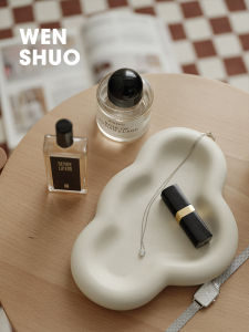 ถาดใส่จิวเวลรี่แบบมีฝาปิดอ้วนถาดหรูหราสำหรับวางของประดับเมฆน่ารักMatte Crème WENSHUO บ้าน