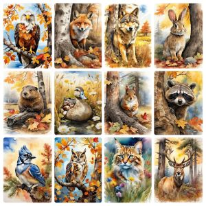 Acrylic Paint By Numbers Autumn Animal Patterns Painting By Numbers on Canvas Coloring By Number for Adults Paint Digital Art