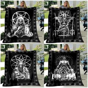 VIKAMA Scandinavian Mythology Dark System Cover Blanket Gothic Demon Totem Thickened Warm Home Atmosphere Luxury Texture