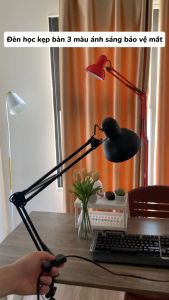 Đèn học kẹp bàn chống cận thị thay đổi được góc chiếu sáng - đèn học kẹp bàn kèm đế để bàn cho phòng làm việc