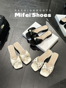 MIFEI | Comfortable French Style Bow Pearl Leather Sandals