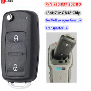 KEYECU Smart Key 7E0837202BD for Volkswagen Amarok Transporter T6 Remote Key Fob 7E0 837 202 BD 433MHz ASK Megamos AES Chip