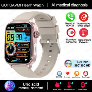 2024 New AI Medical Diagnosis Blood Lipids Uric Acid Blood Glucose Smart Watch Men ECG+PPG+HRV Bluetooth Call Health Smartwatc