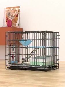 Sangkar Kucing  2 Level Cat Cage Pet Cage Foldable with Tray Large Terrace Ladder