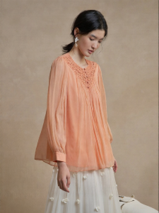 Handmade Crochet Silky Sheer Light Breathable New Multicolor Silk Blouse
