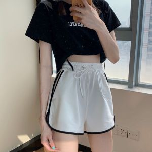 Loose High-Waisted Sporty Shorts for Women Summer Three-Quarter Length Casual Running Yoga Pants Home Comfort Trendy Hot Pants