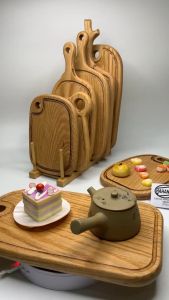 Thớt gỗ Sồi Mỹ (OAK) Cỡ lớn tiện dụng có rãnh bao quanh - hàng xuất khẩu - decor món ăn trong nhà hàng - khay bánh mì/trái cây/ bít tết/ pizza/ phụ kiện chụp ảnh (CTH557) HAHANCO