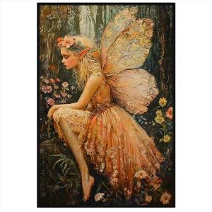 Tranh cô tiên đang tâm trạng suy tư chủ đề hòa bình và bảo vệ môi trường.Tranh treo tườngdán tường.CGI-1244