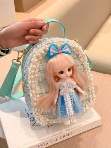 Princess Style Mini Backpack for Girls Cute Cartoon Single Shoulder Crossbody Bag Fashionable Doll Carrier Bag Childrens Toy