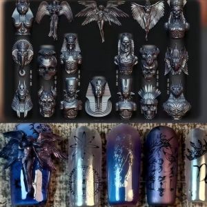 other | Artistic Nail Art Mold Ancient Egyptian Mythology Pharaoh Dark Style 3D Relief Silicone Mold for Nail Decoration