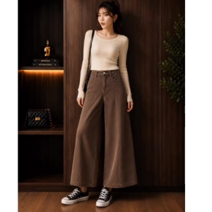 Quần Kaki Jean Suông lửng Nấm Lùn  Size [ SMLXL] FREESHIP khi mua hàng. Vải dày và không co giãn YuMe-MS: 039