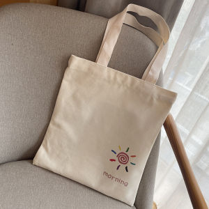 Student Canvas Book Bag Single Shoulder Tutoring Bag Girls Version Handheld Bag School Supplies Childrens Study Bag