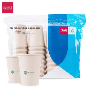 Deli High Capacity Disposable Paper Cups for Office And Home Use Chinese Style Water Cups Non-Tea Separation Direct Drinking