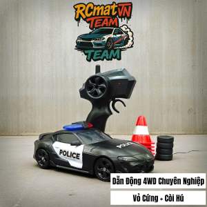Xe điều khiển mini Drift SRT Police Muscle 1:24 +25km có tiếng còi và đèn vỏ cứng siêu bền