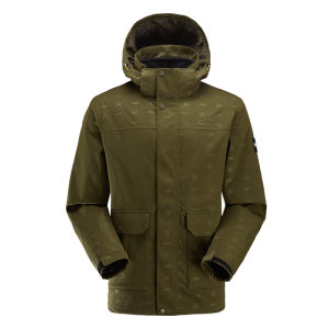 Jeep | Jeep Mens Three-in-One Fleece Lined Windproof Breathable Printed Anti-cold Outdoor Jacket Waterproof Traveling Camping Hiking