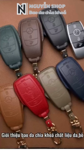 Bao Da Chìa Khoá Xe Ô Tô Mercedes MER-D3 Cho Xe C180 C200 C250 C300 E180 E200 E300 GLC200 GLC250 GLC300 Bao Da 4 Nút Bấm