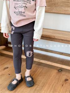 Childrens Letter Print Base Layer Pants Spring Autumn Korean Style Elastic Baby Pants Casual Long Trousers for Boys And Girls