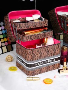 Retro fashion makeup bag New multi-layer large capacity makeup case Travel portable cosmetics storage box five models