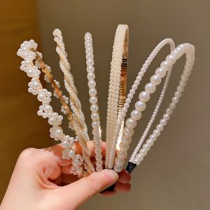 5 Pieces of Girls Princess Hair Accessories Childrens Imitation Pearl Hairbands Birthday Hairpins Baby Flower Girl Headbands