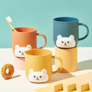 1-2 PCS Bear Mouthwash Cup With Handle Student Dormitory Tooth-brushing Cup Childrens Cartoon Anime Bathroom Toothbrush Cup