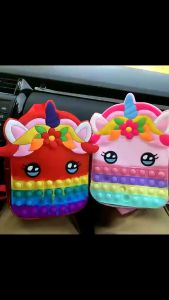 [Local Ready Stock] Children / Toddler Unique Pop-it Bag with Cute and Colourful Unicorn Design With large space and storage Great to Entertain Young Love. Ideal for Gifts & Souvenir