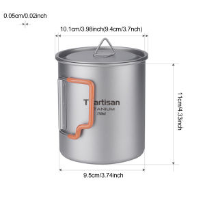 Tiartisan Outdoor Camping Pure Titanium Mug with Collapsible Silicone Handle Ultralight Portable Tea Cup Coffee Mug