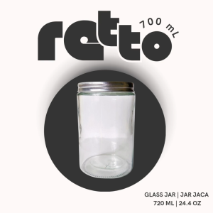RETTO Straight Glass Jar 700 mL Toples Kaca Kaca Jar Kaca Cantik