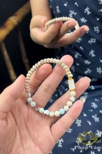 Vòng Tay Phật Giáo Hạt Bồ Đề Tinh Nguyệt Mix Hạt Đá Shoushan Vân Đỏ Vòng Phong Thủy - Pháp Tâm
