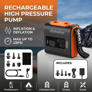 Bơm Hơi Điện Dotwise 22PSI Máy Bơm Hơi Di Động Bơm/xả Hơi Cho Ván Chèo SUP Kayak Lều Hơi Thảm Hơi Thuyền Hồ Bơi - Dụng Cụ Ngoài Trời