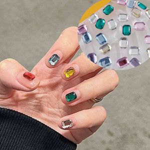 Nail Ornament Super Flash Rectangular Octagonal 6*8 Fingernail Decoration Loose Diamond Bottoming Drill Wear Nail Decorations Nail Crystal