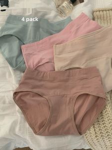 Sloth Young Adult Simple plus Size Pure Cotton Underwear Women Mid Waist Antibacterial Shorts Hip Breathable Briefs Crotch Long