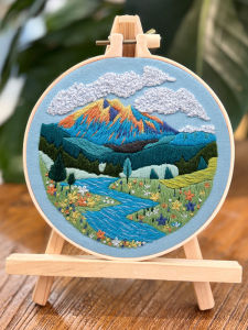 Bộ Đồ Dùng Thêu Thủ Công DIY Scenery Mountain Water Forest Trees Flowers Kit Phong Cách Trung Hoa Chất Liệu Thêu Luyet