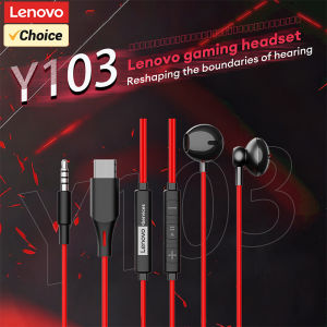 Lenovo | Lenovo Y103 Pro Wired Gaming Earphones In-Ear 3.5mm/Type-C Headset Stereo Earbuds with Mic  for Phones Tablets Desktops Laptops