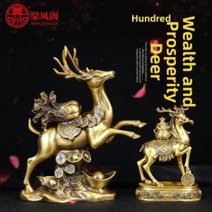DINGFENGGE | Wealth Attracting Lucky Deer Statue Home Office Decoration