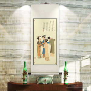 New Chinese Style Decorative Painting Vertical Scroll Ben Shu Palace Ge Tu Character Calligraphy Artwork Restaurant Study Wall Decor