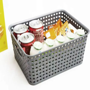 1pcs Hollowed Out Side Woven Plastic Storage Box Simple Organizer Basket for Home Kitchen Sundry Goods