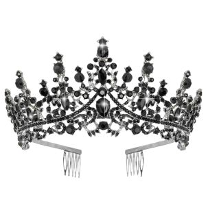 Baroque Rhinestones Birthday Crown Tiara Headbands Happy Birthday Party Decoration Brides Wedding Headpiece Party