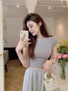 PEIXI | Hollow Back Ice Silk Short Sleeve Slim T-shirt