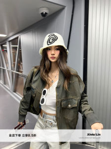 Spring Summer Womens Denim Jacket Motorcycle Baseball Style Loose Fit Regular Thickness Commute Style Xinlei Lin