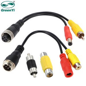 Cáp Chuyển Đổi Đầu Nối Hàng Không GreenYi 4 Chân Đực/cái Sang RCA AV Cái DC Cho Màn Hình Camera Lùi Ô Tô Chất Liệu ABS